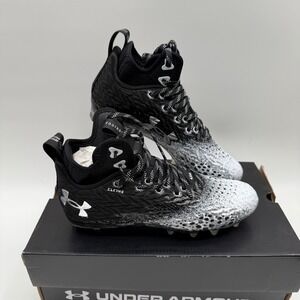 Under Armour UA Spotlight Clone MC Football Cleats Black/White‎ NEW Womens 8